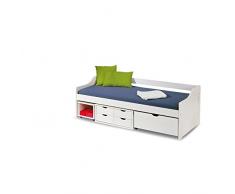 JUSThome Floro Cama juvenil Cama Nido Tamaño 72x96x209 cm Color: Blanco