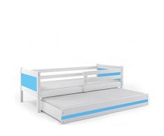 CAMA INFANTIL NIDO 190X80 "RINO" CON CAJÓN, color blanco (LOS PANELES EN VARIOS COLORES) colchónes incluidos! (azul claro)