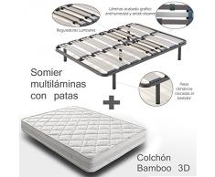 HOGAR24 - Somier multiláminas + bamboo, medidas 90x200
