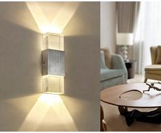 Lightess Apliques de Pared Lámpara en Moda de Aluminio LED Luz Cálido y Agradable Luz de Ambiente La Iluminación de Dormitorio, Studio, Hogar Decoración, Porche, Blanco Cálido, 6w