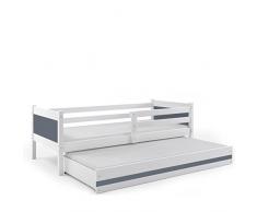 CAMA INFANTIL NIDO 190X80 "RINO" CON CAJÓN, color blanco (LOS PANELES EN VARIOS COLORES) colchónes incluidos! (gris)