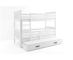 LITERA INFANTIL TRIPLE (3 camas) 190x80, "CARINO", colchones incluidos! (blanco)