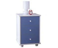 Aspire Home 3 cajones Mesita de noche de los niños armario, color azul
