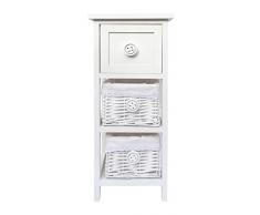Juego de 2 cajoneras estrechas con 3 cajones, color blanco, para pasillo, dormitorio, mesita de noche, armario