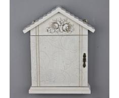 Caja de seguridad flor puerta armario de llaves de madera blanco y beige envejecido Rosali