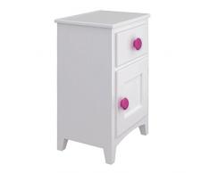 Mesita de noche infantil con puerta Redondo (Pomo redondo fuxia)