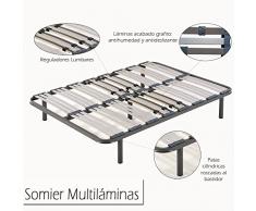 SOMIER MULTILÁMINAS CON REGULACIÓN LUMBAR Y 5 PATAS DE 26CM + COLCHÓN VISCOELÁSTICO DOBLE CARA MEDICAL CONFORT-160x190cm