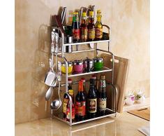COLLECTOR Piso de estante de la cocina de acero inoxidable colgante estante montado en la pared tres capas corte tablero cuchillo cocina almacenamiento especiero