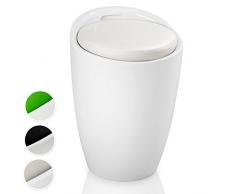 TecTake Taburete de baño asiento redondo moderno silla cesta de ropa con espacio - disponible en diferentes colores - (Blanco Blanco | No. 402077-3)
