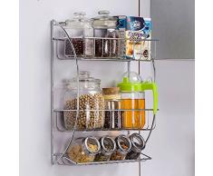 conveniente Estante de la cocina creativa del estante estantes Estante especiero condimento rack de 3 capas de la pared del metal Estante colgante práctico ( Color : La Plata )