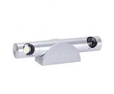 Lightess Apliques de Pared Lámpara en Moda de Aluminio 6W 2 Granos LED Luz Cálida y Agradable Luz de Ambiente, 360 Grados Angulo Ajustable Granos para Iluminación de Dormitorio, Studio, Hogar Decoración, Porche, Blanco Frío