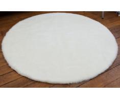 Pilepoil - Alfombra infantil, diseño de redonda , color blanco D 140 cm - piel artificial - Fabricado en Francia