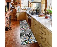 Alfombra de cocina, lavable en lavadora, alfombra cocina,52cm x 140cm, antiácaros, antideslizante, alfombra de cocina diseño geométrico,100% made in Italy,alfombra de cocina diseño de impresión digital