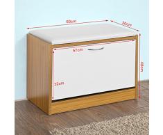 SoBuy® Armario zapatero, Taburete, puff caja, banco, estantería para zapatos, Chifonier, FSR16-BR, ES