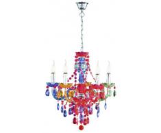 Reality R1107-17 Leuchten - Lámpara con 5 luces, bombillas excluidas, E14, 40 W, 230 V, A++, E, IP20, alto de 150 cm, diámetro de 52 cm, acrílico, multicolor