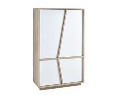Aparador buffe armario alto de 4 puertas color roble y blanco de salón comedor. 91cm largo x 42cm ancho x 149cm altura.