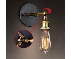 Luz a la pared de la vendimia retro, Cabeza de Cobre El cobre Cabeza lámpara de pared, apliques de bronce antiguos, Modern Pared industrial del aplique, viejas luces de la pared de moda retro de cobre amarillo ajustable Acabado