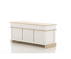 CLP Banco madera NORBY, estilo rústico con 3 cajones, 100 x 35 x 45 cm blanco