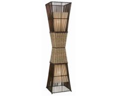Nino 40050243 Bamboo - Lámpara de pie de bambú (altura 130 cm, 2 bombillas, con 2 pantallas de tela en el interior de la estructura de bambú), color marrón y beige