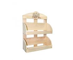Rebecca srl Estante Especiero Madera Natural Decoraciones Flores Estilo Rustico Casa de Campo Cocina (Cod. R20150802)