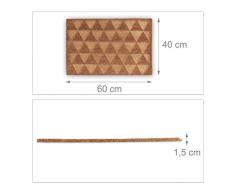 Relaxdays Felpudo de coco patrón triangular, 1,5 x 60 x 40 cm, antideslizante, rectangular, fibra de coco, goma, natural