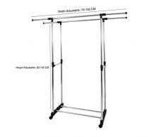 Mari Home - Doble Galán de noche, Colgar Perchero de Ropa, Burro Barra, ajustable, resistente, con balda para zapatos y ruedas
