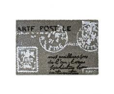Relaxdays - Felpudo con diseño de carta postal para la entrada de su hogar hecho de fibras de coco y PVC con medidas 40 x 60 cm antideslizante elemento decorativo, color gris