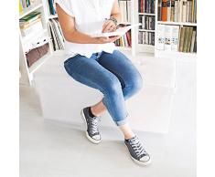 Relaxdays - Banco plegable con espacio de almacenamiento hecho de cuero sintético con medidas 38 x 78 x 38 cm capacidad de 85 L asiento baúl, color blanco
