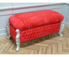 Barroco Banco de heces gabinete de lino estilo antiguo barroco de plata de terciopelo rojo AlBa2011SiRd