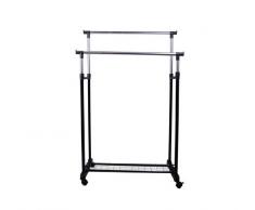 Perchero 80x43x85-155cm Altura Regulable Colgador Ropa 4 Ruedas Acero Inox