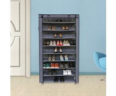 Songmics Organizador de tela de zapatos zapatero de 10 niveles Color Gris RXJ36G