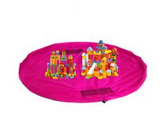 HIMRY® Estera del juego y juguetes almacenamiento bolsa, XXL alfombra, niños jugar Mat. Rápidamente limpieza organizador del almacenaje, portátil al aire libre manta actividades alfombra, Pink, KXD4005 pink