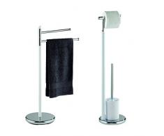 WENKO 18479100 Toallero pie Blanco - perchero, brazos flexibles, Plástico, 47 x 81 x 26 cm, Blanco