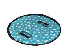 HIMRY® hidrófugo 151 cm Estera del juego y juguetes almacenamiento bolsa, XXL alfombra, niños jugar Mat. Rápidamente limpieza organizador del almacenaje, portátil al aire libre manta actividades alfombra, azul con huellas rojas, KXD4006 bluefootprint