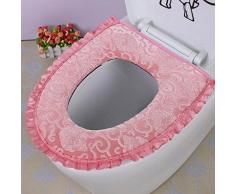 Asiento Del Inodoro Higiénico Estera De La PU Impermeable Anillo De La Almohadilla De Baño Aseo Con Cierre Al Baño De Terciopelo De Oro Tapete Inodoro Lavable,Pink-OneSize