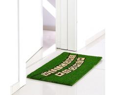 dcasa - Felpudo pop verde de fibra de coco para la entrada Arco Iris 70x35cm WELCOME