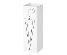 Songmics Cuadrado Paragüero Soporte de Paragüas Con Gancho Plato de plástico 49 x 15,5 x 15,5 cm Blanco LUC01W