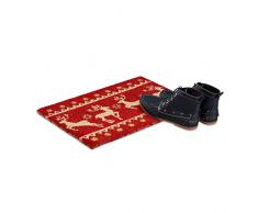 Relaxdays Felpudo coco navidad, 1,5 x 60 x 40 cm, renos, estrellas, purpurina, fibra de coco, goma, multicolor