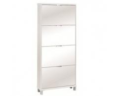 Intradisa - Zapatero 4 puertas abatibles en horizontal + espejo - Acabado blanco