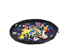 BOZEVON Organizador de juguete infantil portátil Almacenamiento de bolsas Mat Alfombras de la caja alfombras Baby Play tapete Limpieza al aire libre ordenado por el cordón de la bolsa (100 cm) azul real