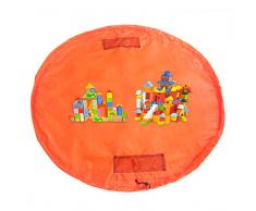 HIMRY® Estera del juego y juguetes almacenamiento bolsa, XXL alfombra, niños jugar Mat. Rápidamente limpieza organizador del almacenaje, portátil al aire libre manta actividades alfombra, Naranja, KXD4005 orange
