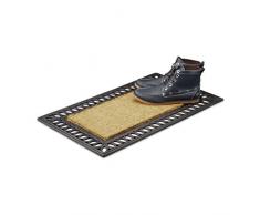 Relaxdays - - Felpudo (Fibra de coco ALFOMBRA DE SUELO puerta entrada Rectángulo posavasos goma antideslizante efecto hierro fundido L x l 75 x 45 cm naturaleza y negro