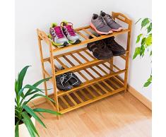 Relaxdays 10019017_349 - Estante para zapatos de bambú, 4 pisos, 70.5 x 69 x 26 cm