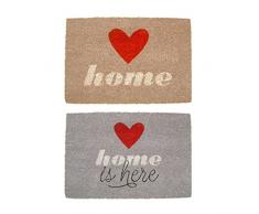 Felpudo original de fibra de coco y base de goma diseño romantica love HOME (Natural)