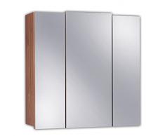 Posseik 5484-78 - Armario con 3 puertas y espejo para baño (68 x 71 x 20 cm), acabado nogal