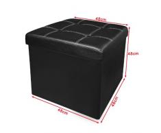 XL SoBuy 48x48x48cm, caja taburete, banco, puff arcón, puff caja, cesto para ropa, negro, FSS27-SCH