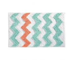InterDesign Chevron - Tapete de microfibra, 86 x 53 cm, color azul Aruba y coral