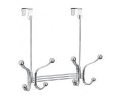 InterDesign York Lyra - Perchero dual para colgar sobre perfil de puerta, color cromado