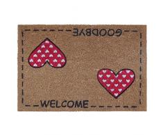 dcasa - Felpudo diseño romantico "two hearts" fibra de coco 60 x 40 cm