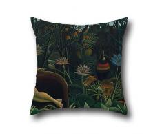 PINTURA al óleo Henri Rousseau – Le R? Ave pillowcover, mejor para ropa de cama, Padre, banco, al aire libre, Festival, marido 20 x 20 pulgadas/50 por 50 cm (dos lados)